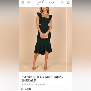 WORN ONCE high low midi emerald dress